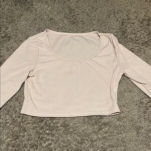 SHEIN Tan Cream Fitted Crop Blouse